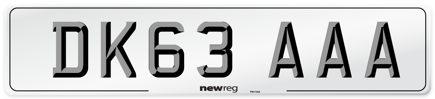 DK63 AAA Number Plate from New Reg